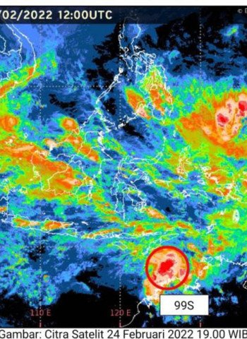 BMKG Deteksi Bibit Siklon Tropis 99S di Samudera Hindia Selatan Bali